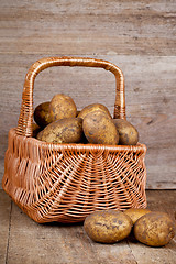 Image showing basket with fresh potatoes 