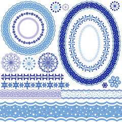 Image showing White-blue decorative frame and patterns