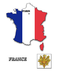 Image showing The map and the arms of France