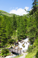 Image showing Bridge on mountain river