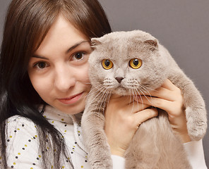 Image showing girl with cat