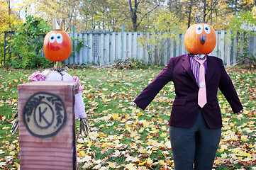 Image showing Pumpkin people royalty