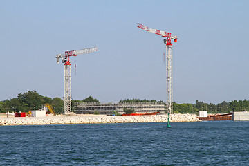 Image showing Seawall construction