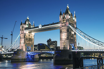 Image showing The Tower Bridge in London illuminated at night