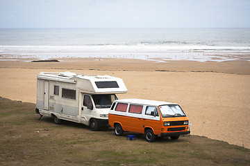 Image showing Camping by the sea