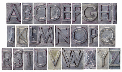 Image showing alphabet in grunge metal type