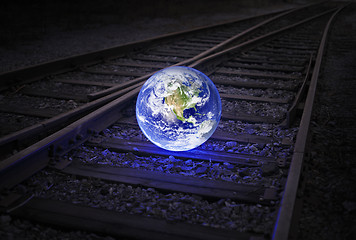 Image showing Earth on the rails