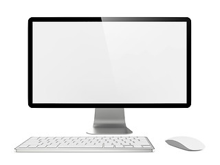 Image showing Computer Monitor with Mouse and Keyboard.