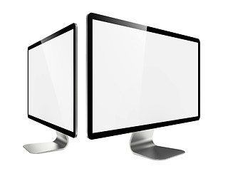 Image showing Two Modern Widescreen Lcd Monitor.