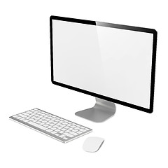 Image showing Computer Monitor with Mouse and Keyboard.