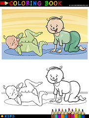 Image showing cartoon cute babies for coloring