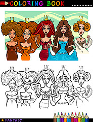 Image showing Fantasy Princesses or Queens for coloring