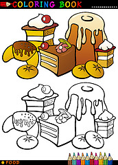 Image showing cakes and cookies for coloring