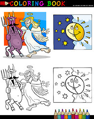 Image showing devil and angel for coloring
