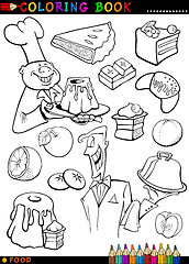 Image showing sweets and cakes for coloring