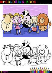 Image showing Cartoon cute toys for coloring