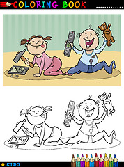 Image showing cartoon cute babies for coloring