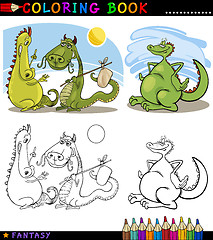 Image showing Fantasy Dragons for coloring