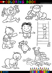 Image showing cartoon cute babies for coloring