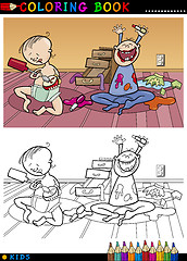 Image showing cartoon cute babies for coloring