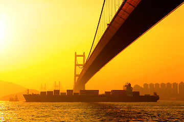 Image showing tsing ma bridge in sunset