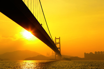 Image showing tsing ma bridge in sunset