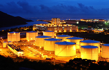 Image showing oil tank at night