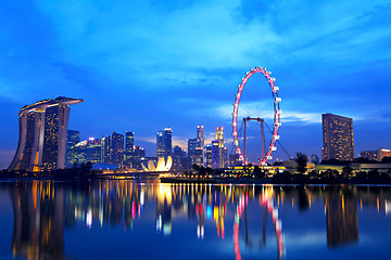 Image showing Singapore city skyline at night