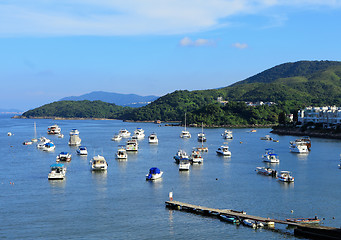 Image showing Yachts in bay