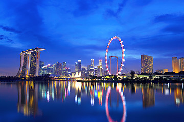 Image showing Singapore city skyline at night