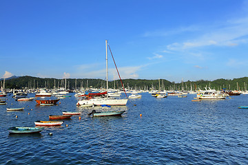 Image showing Yachts in bay