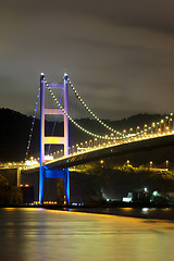 Image showing night scene of Tsing Ma bridge