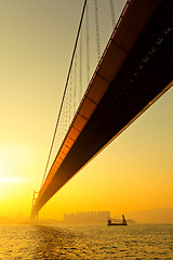 Image showing tsing ma bridge at sunset