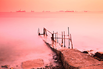 Image showing jetty at sunset