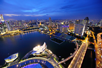 Image showing Singapore city skyline at night