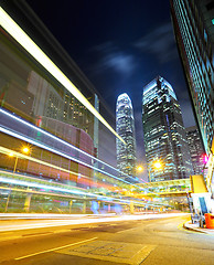 Image showing Hong Kong night view with car light 