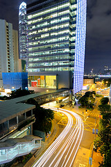 Image showing Hong Kong night view with car light 