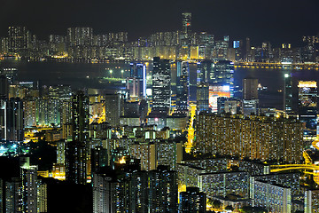 Image showing Hong Kong with crowded buildings at night 