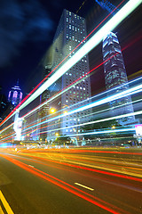 Image showing Hong Kong night view with car light