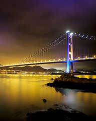 Image showing night scene of Tsing Ma bridge