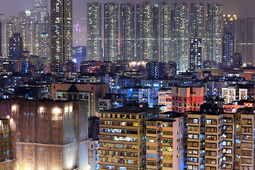 Image showing apartment building in Hong Kong at night