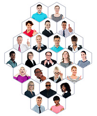 Image showing Headshot collection of multiracial group of people