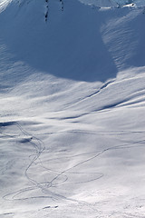 Image showing Top view on off-piste slope