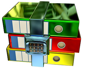 Image showing three colored folders with electronic lock