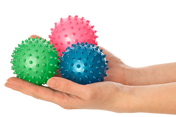 Image showing three colored massage balls