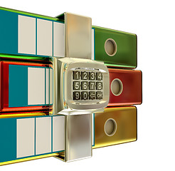 Image showing three colored folders with electronic lock