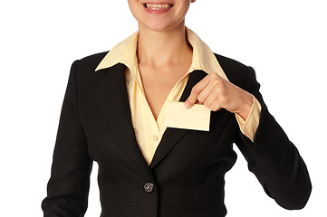 Image showing woman showing her badge