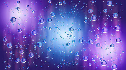 Image showing motion blue water drops in the rain