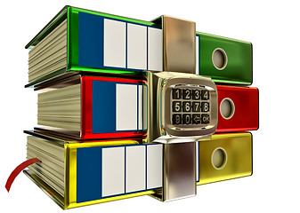 Image showing three colored folders with electronic lock