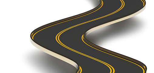 Image showing winding asphalt road with double dividing strip